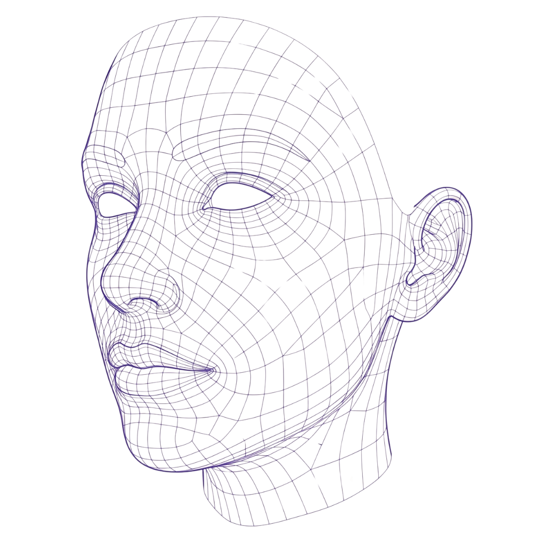 Stylized facial mesh 3D render